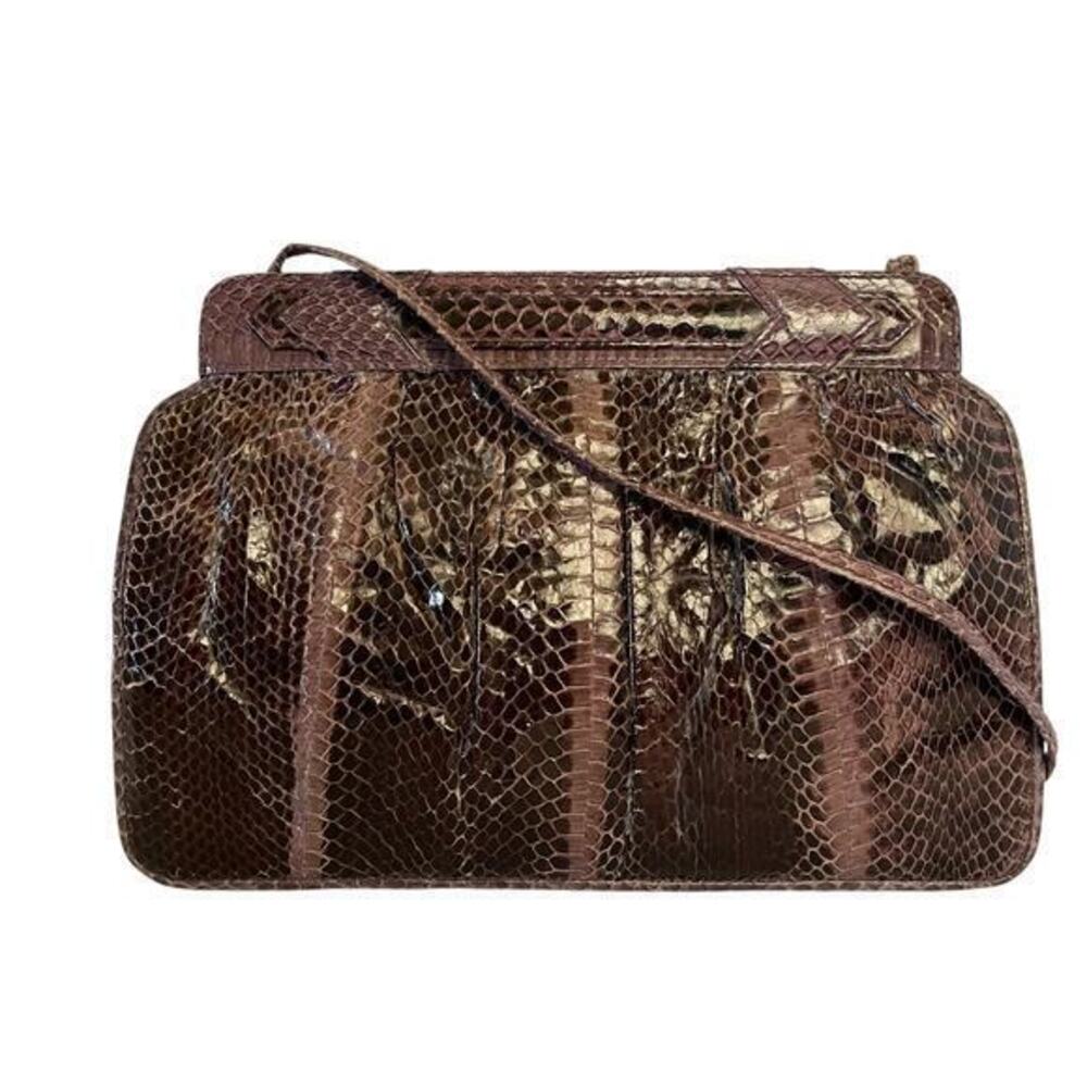 Vintage Mary McFadden Purple Snake Shoulder Bag - Snakeskin Crossbody Purse